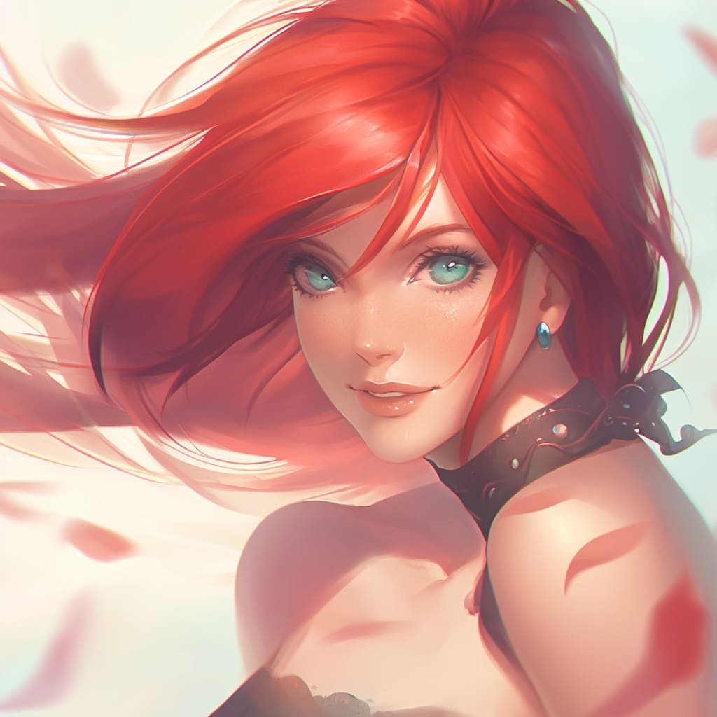 Josei anime girl with red hair