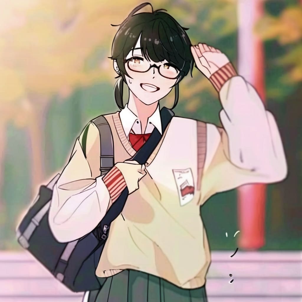 Josei anime student with glasses