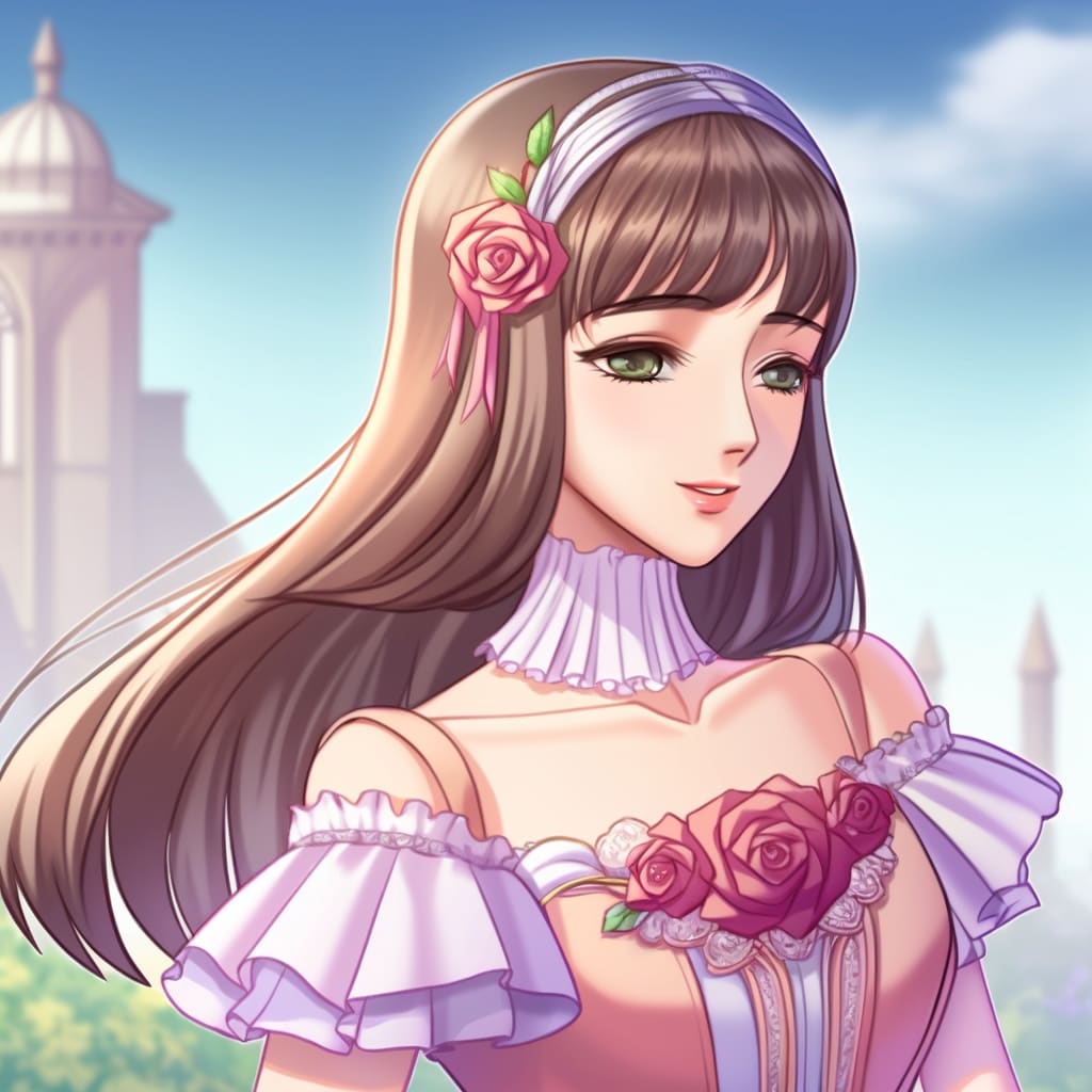 Josei anime princess with flower