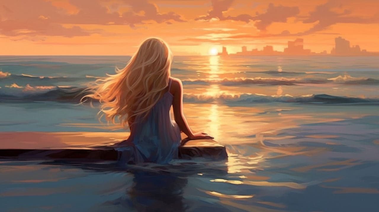 admiring a golden sunset