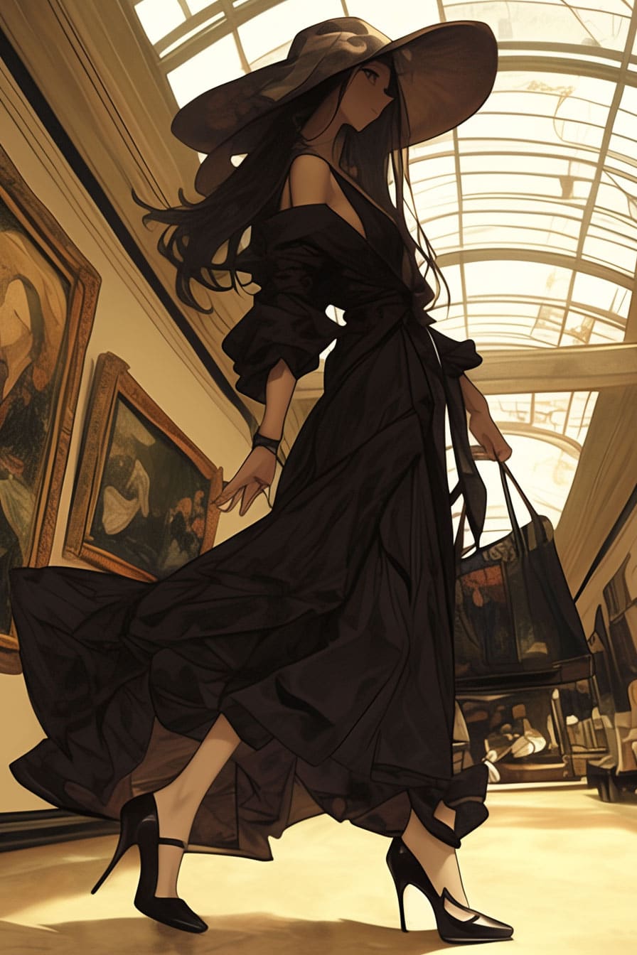 Josei fashion influencer - art museum romantic