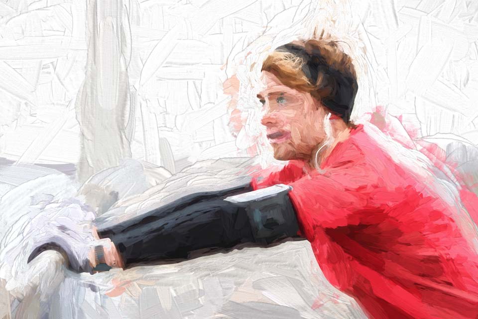 Runner Stretching in Winter