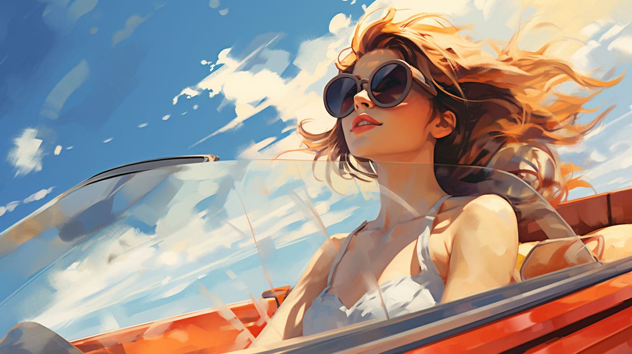 Beautiful woman driving a convertible