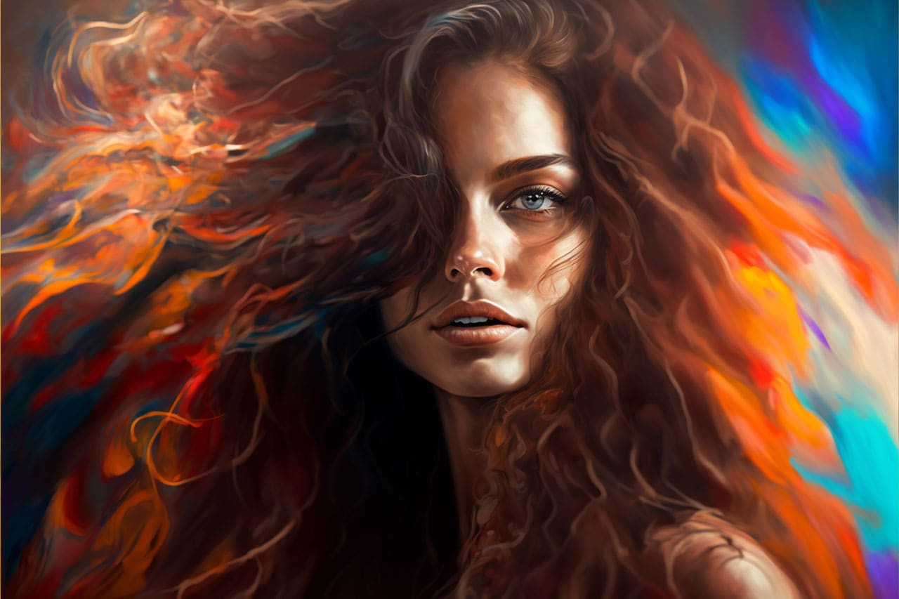 Beautiful woman in funk art style