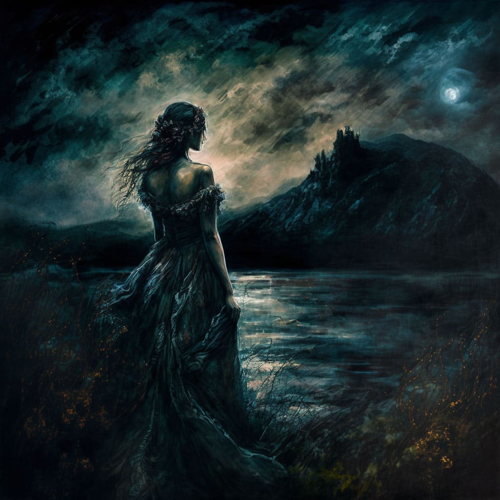 Woman on a moonlit night