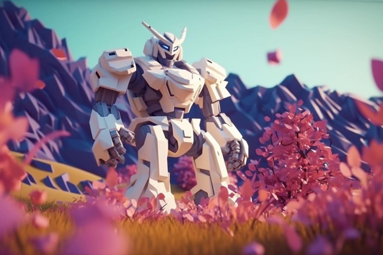 Mecha robot in kirigami style