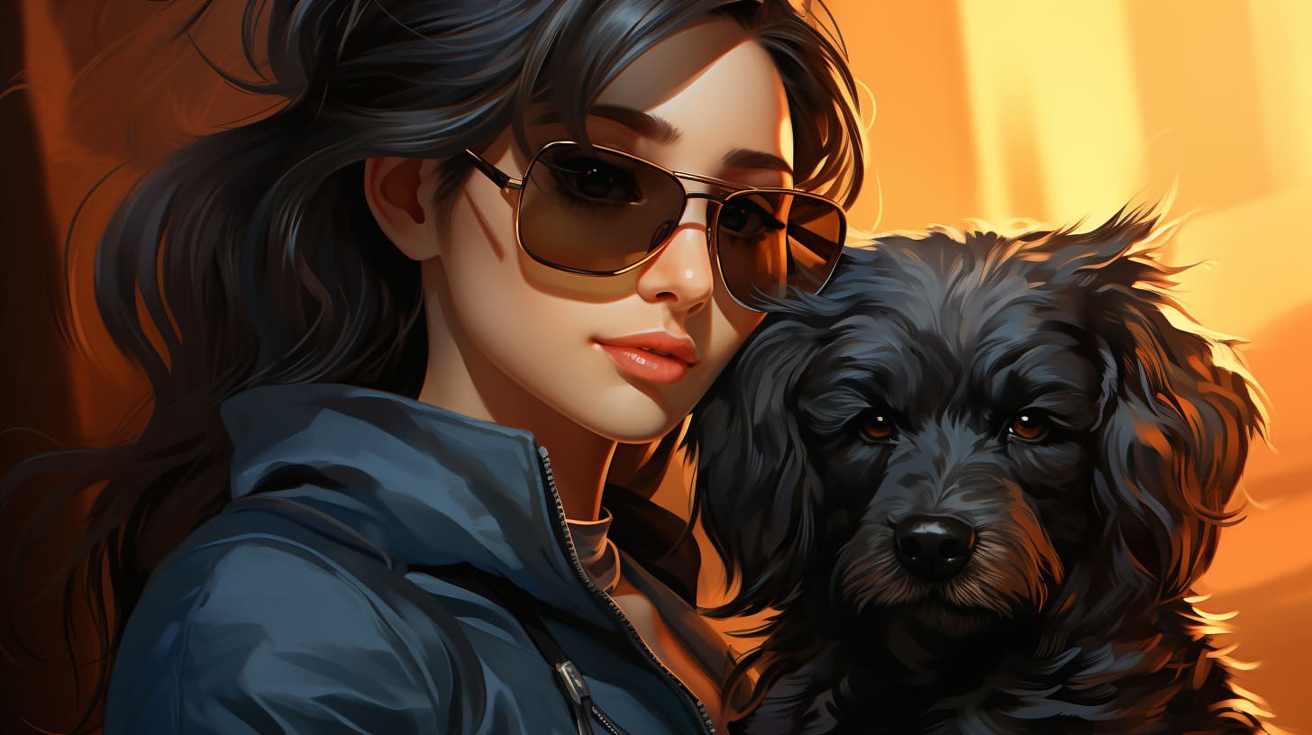 Woman with her labradoodle