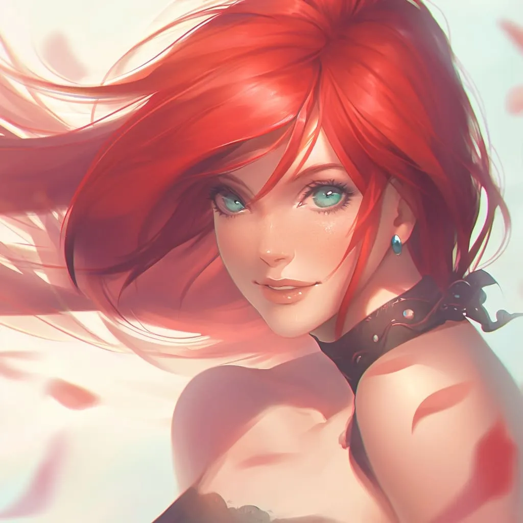 Josei anime girl with red hair