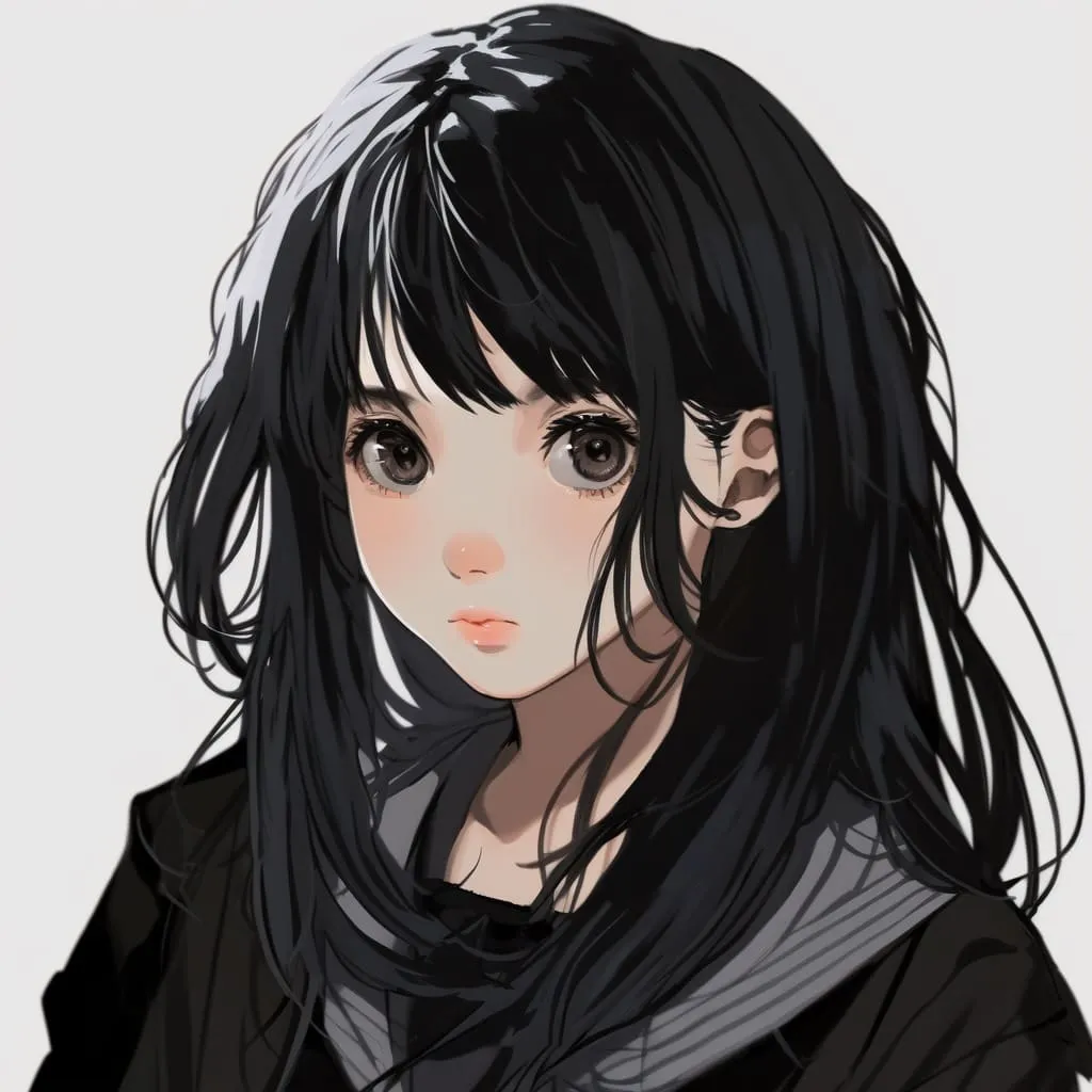 Josei anime girl with black hair