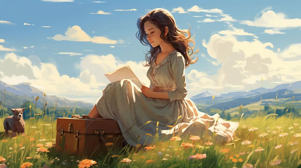 A woman enjoying a picnic in the summer sun