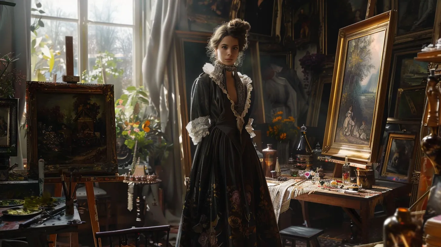 Imagery representing bold women artists of the Romantic era