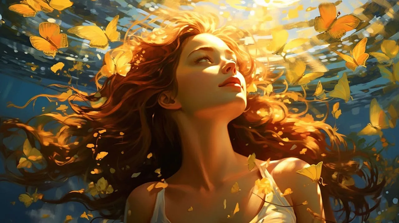 A woman lost in a magical summer moment
