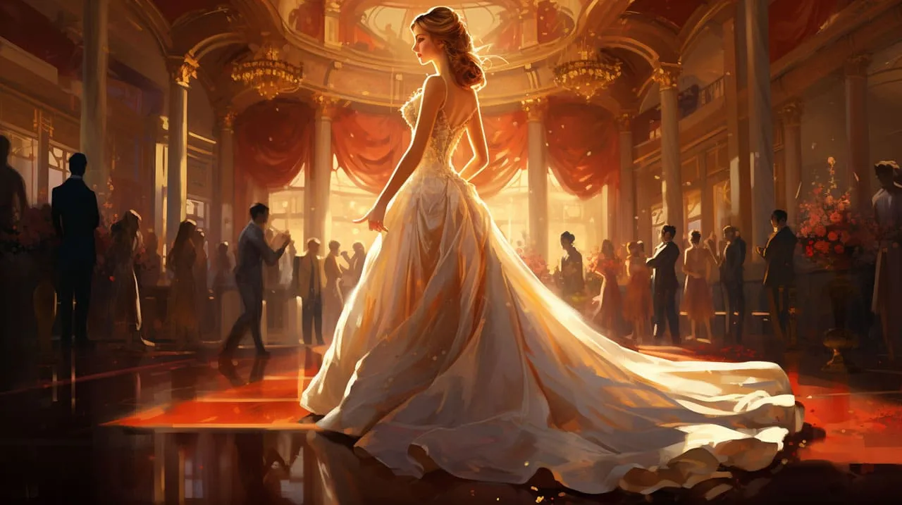 A woman dressed for an elegant ball