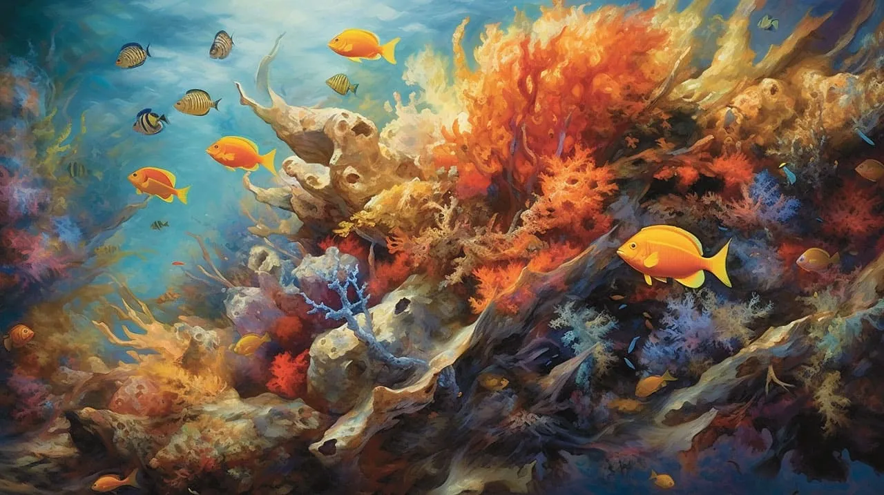 bustling coral reef