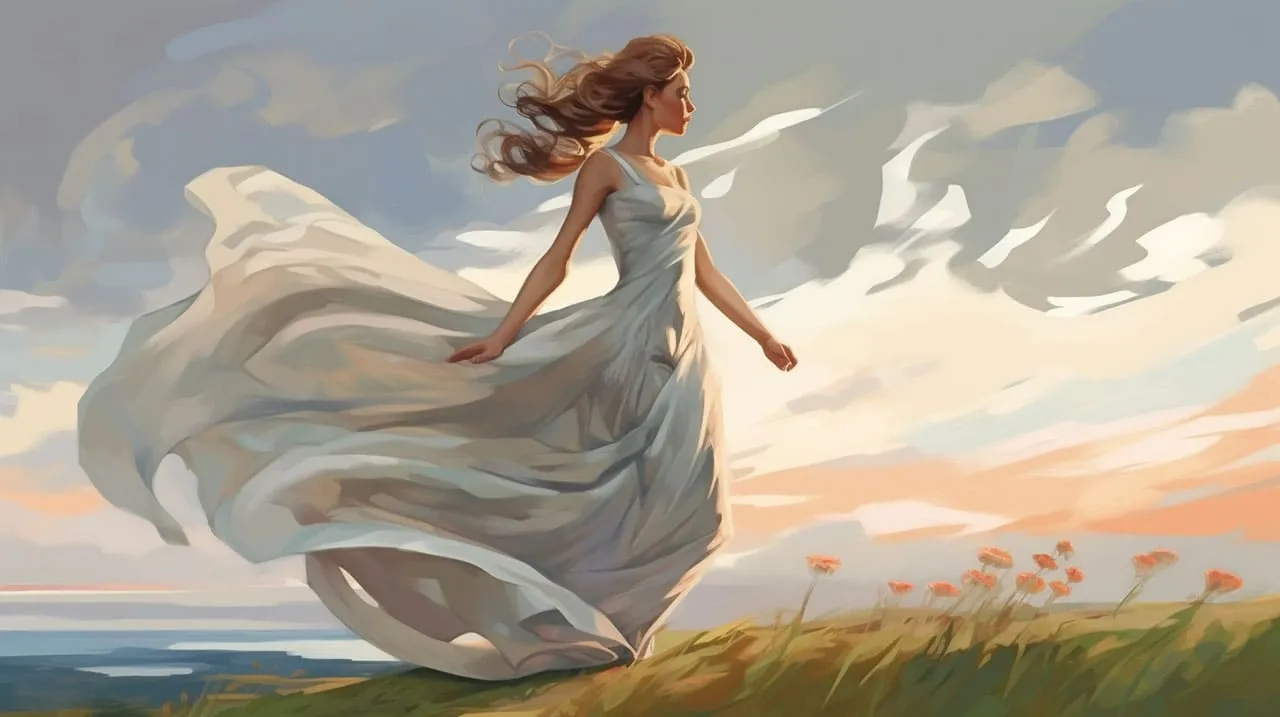 A woman dancing freely with the wind