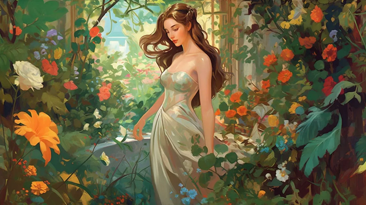 A woman standing tall in a garden of empowerment