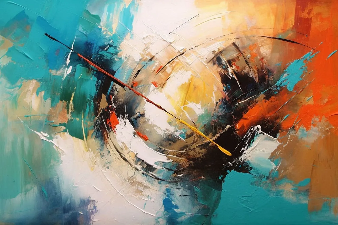 An abstract contemporary painting by Igor Turovskiy in bold, layered color