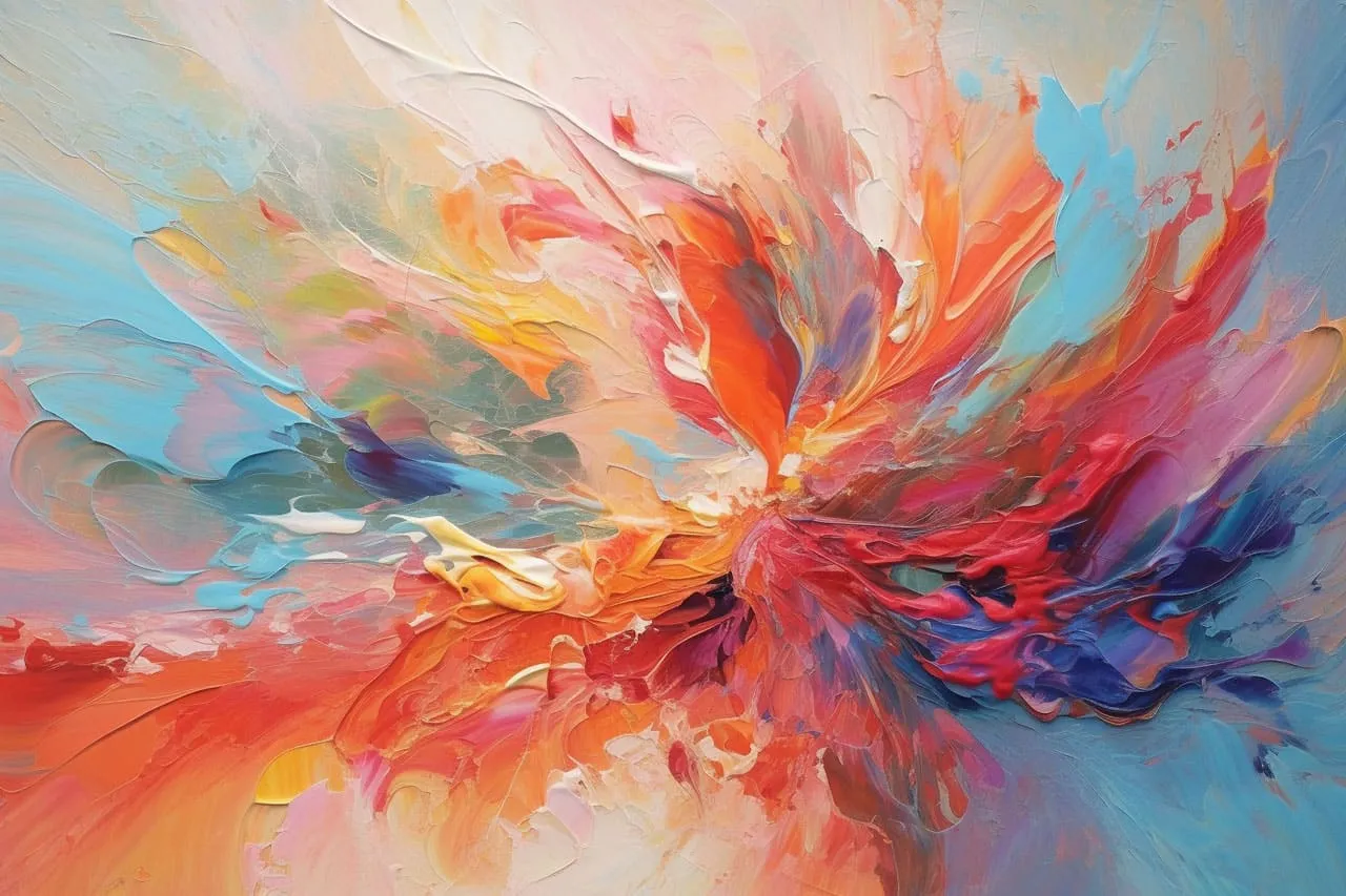 An abstract modern art painting with expressive, textured brushwork