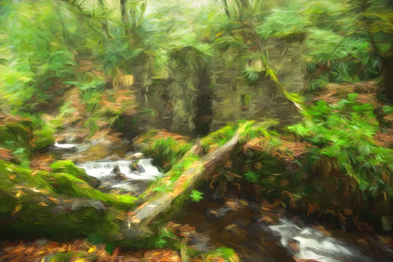 A misty vale landscape accompanying the poem Dangling this Lone Vale
