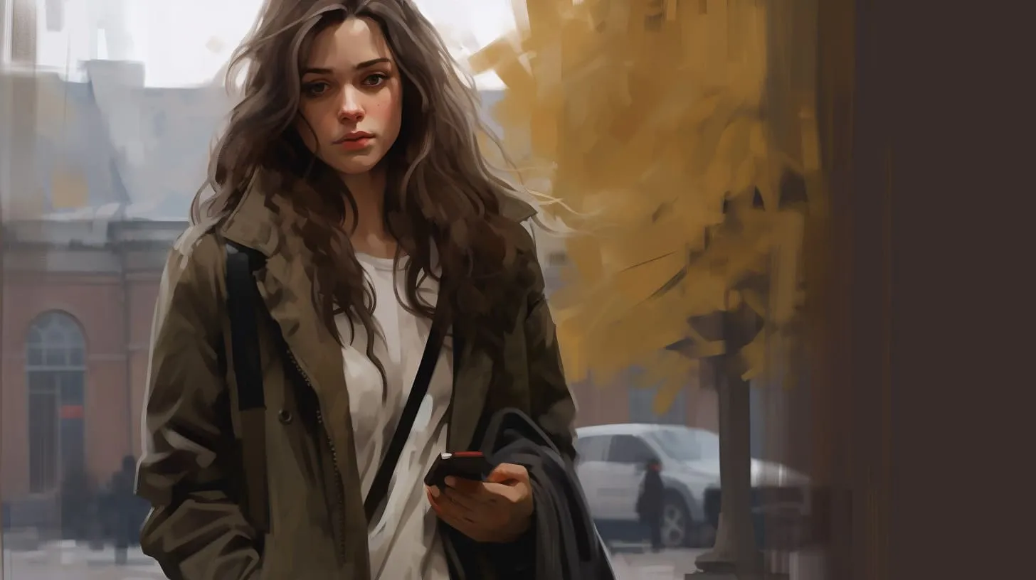 A young woman lost in thought during November's chill