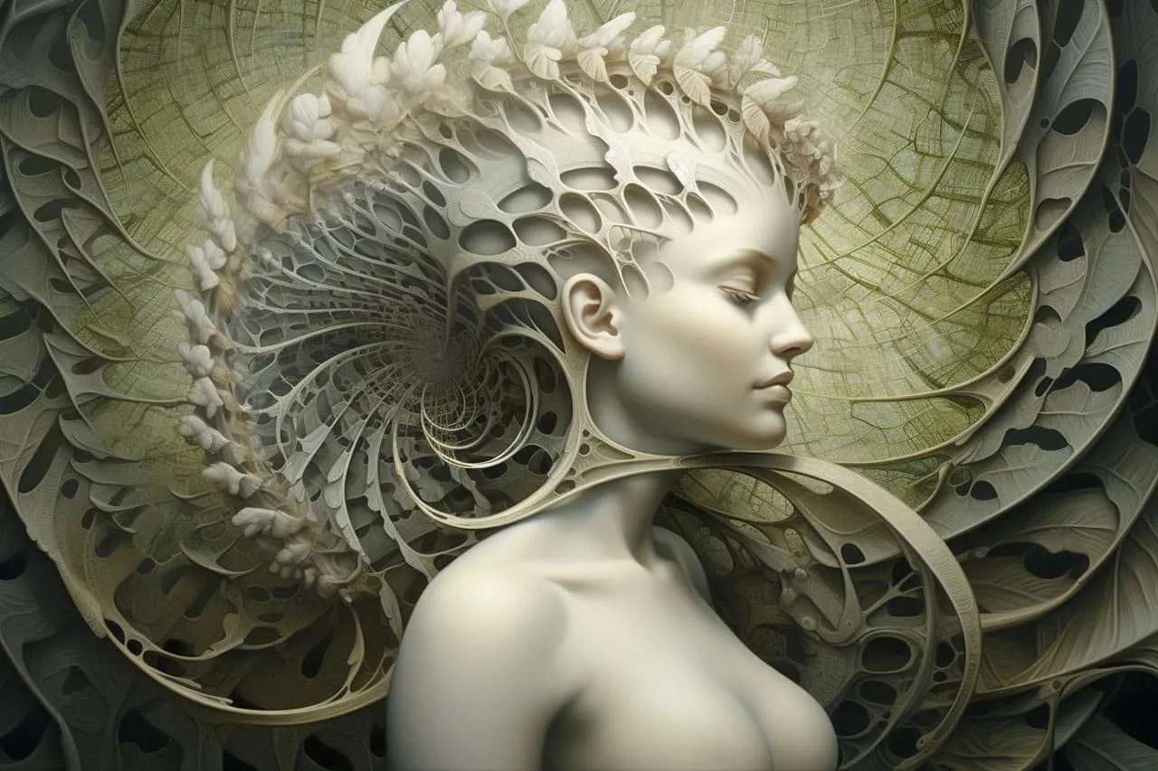 A woman surrounded by sustainable, eco-conscious art