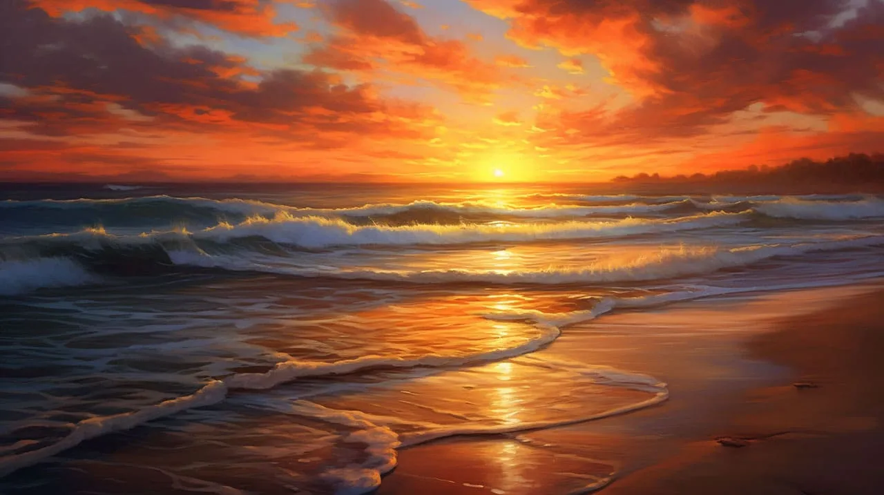 tranquil beach at sunset