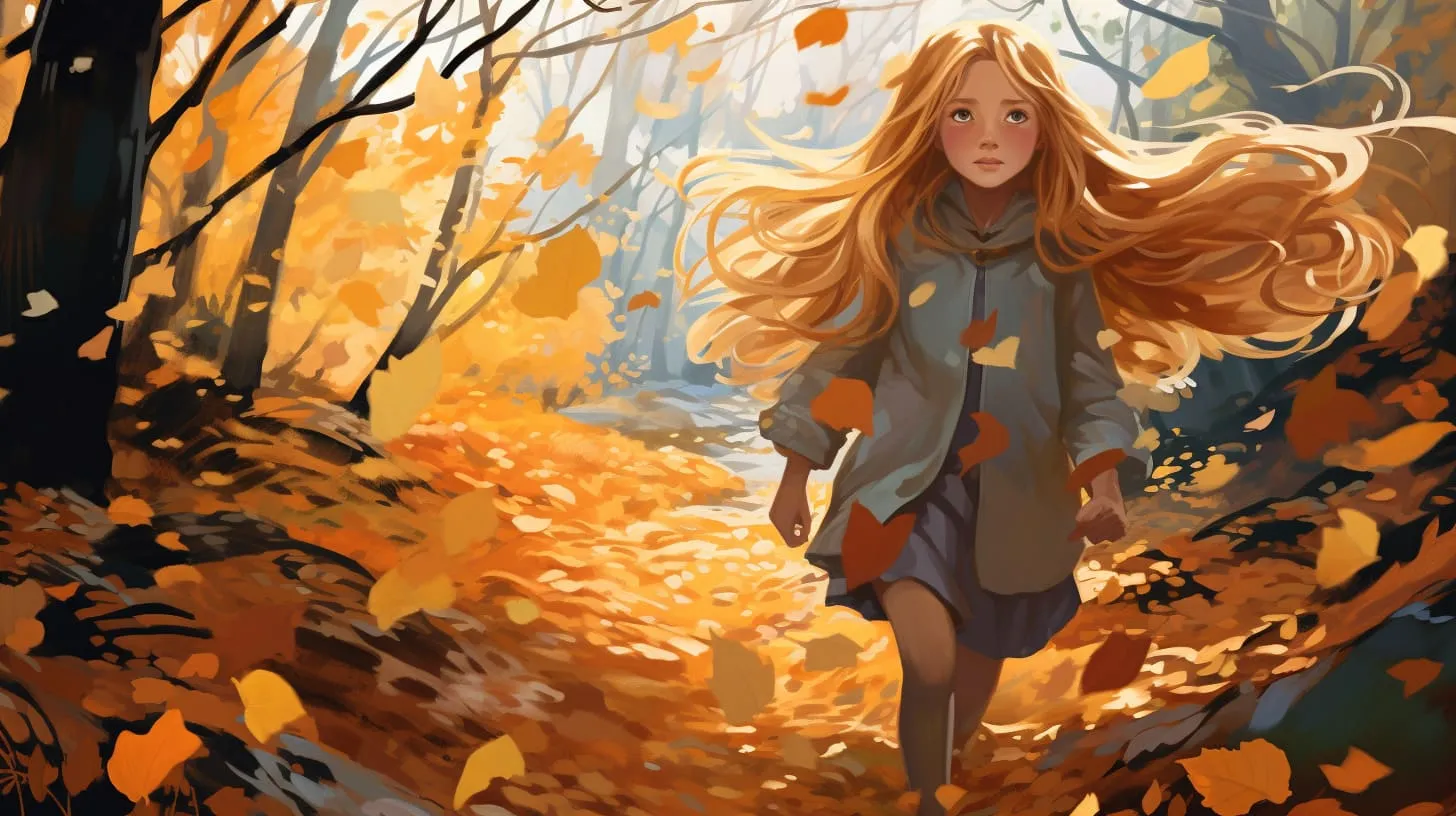 A young woman pausing among autumn trees
