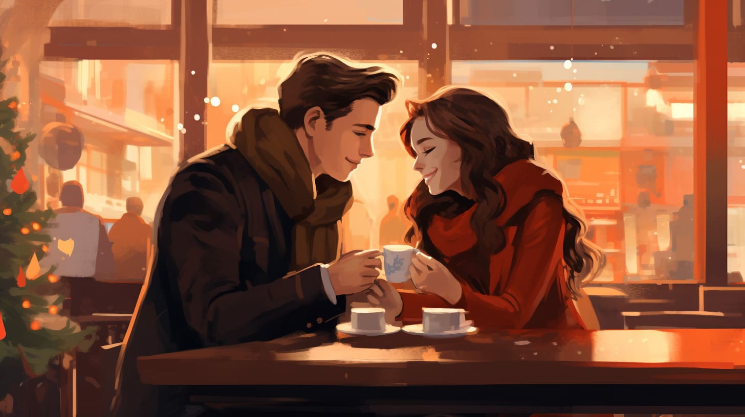 young couple in love during the holidays